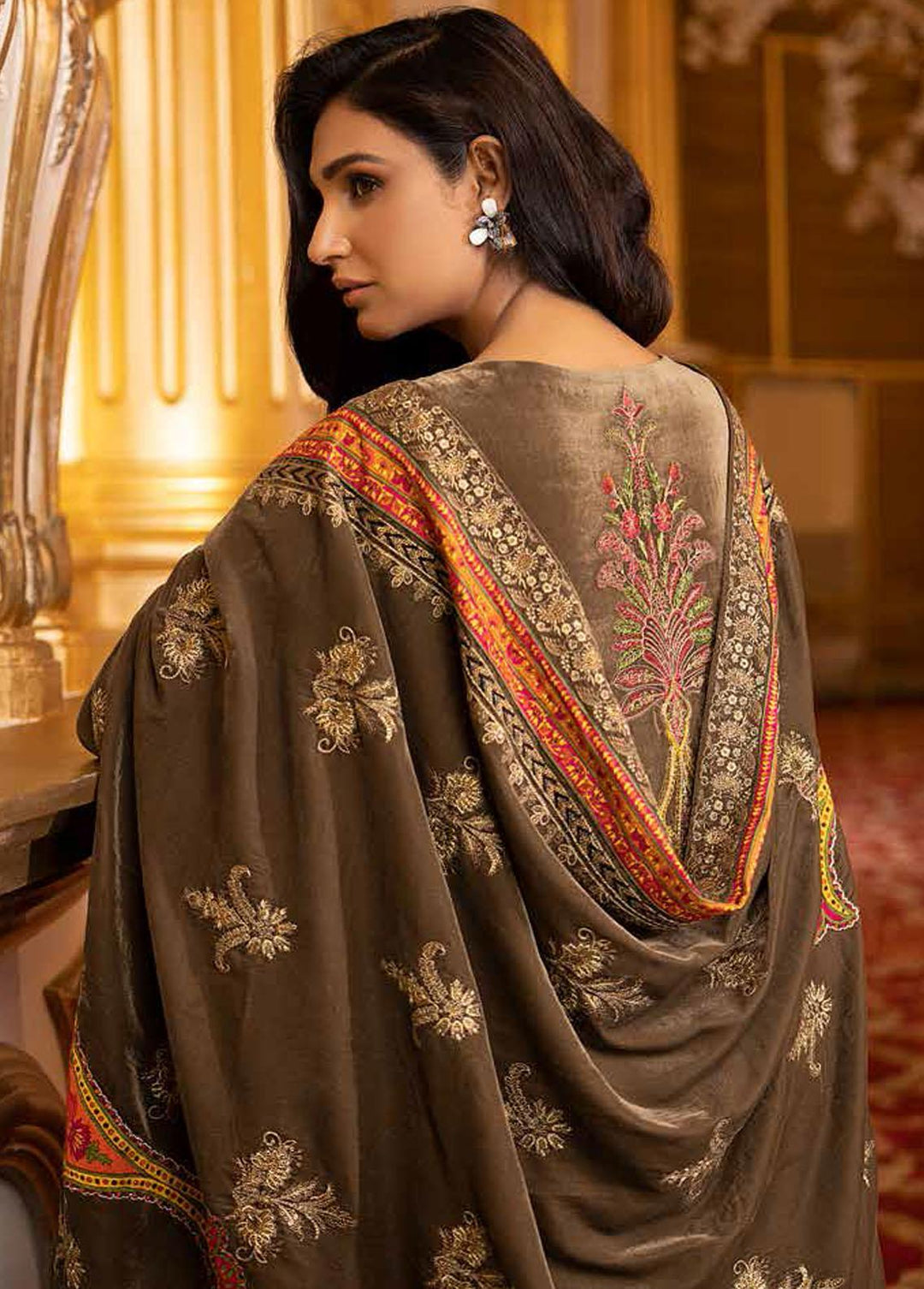 Charizma Embroidered Velvet Suits Unstitched 3 Piece CRZ22-V2 CV-10 - Luxury Collection