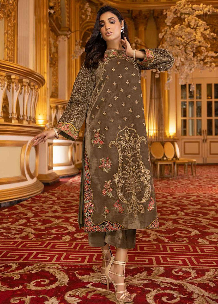 Charizma Embroidered Velvet Suits Unstitched 3 Piece CRZ22-V2 CV-10 - Luxury Collection