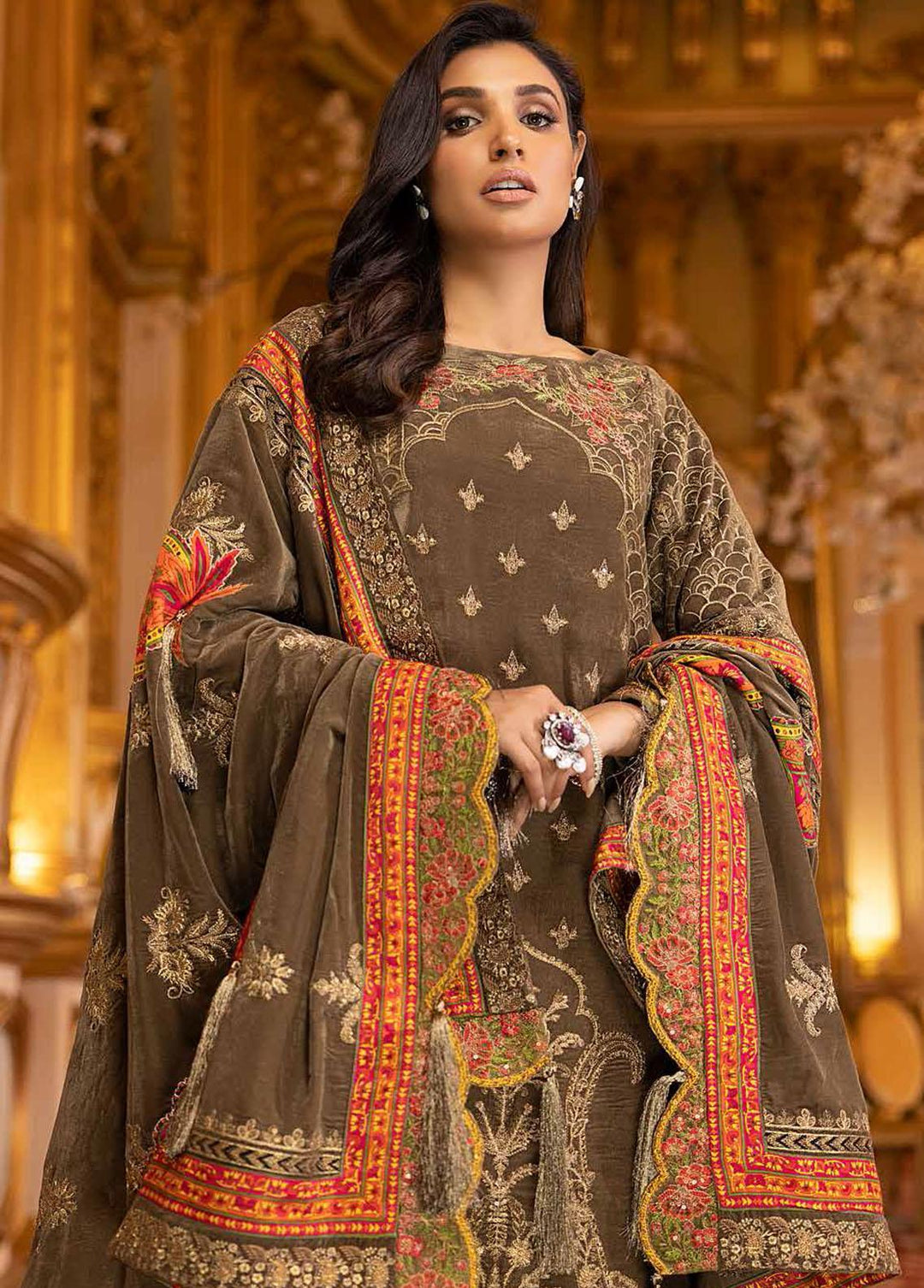 Charizma Embroidered Velvet Suits Unstitched 3 Piece CRZ22-V2 CV-10 - Luxury Collection