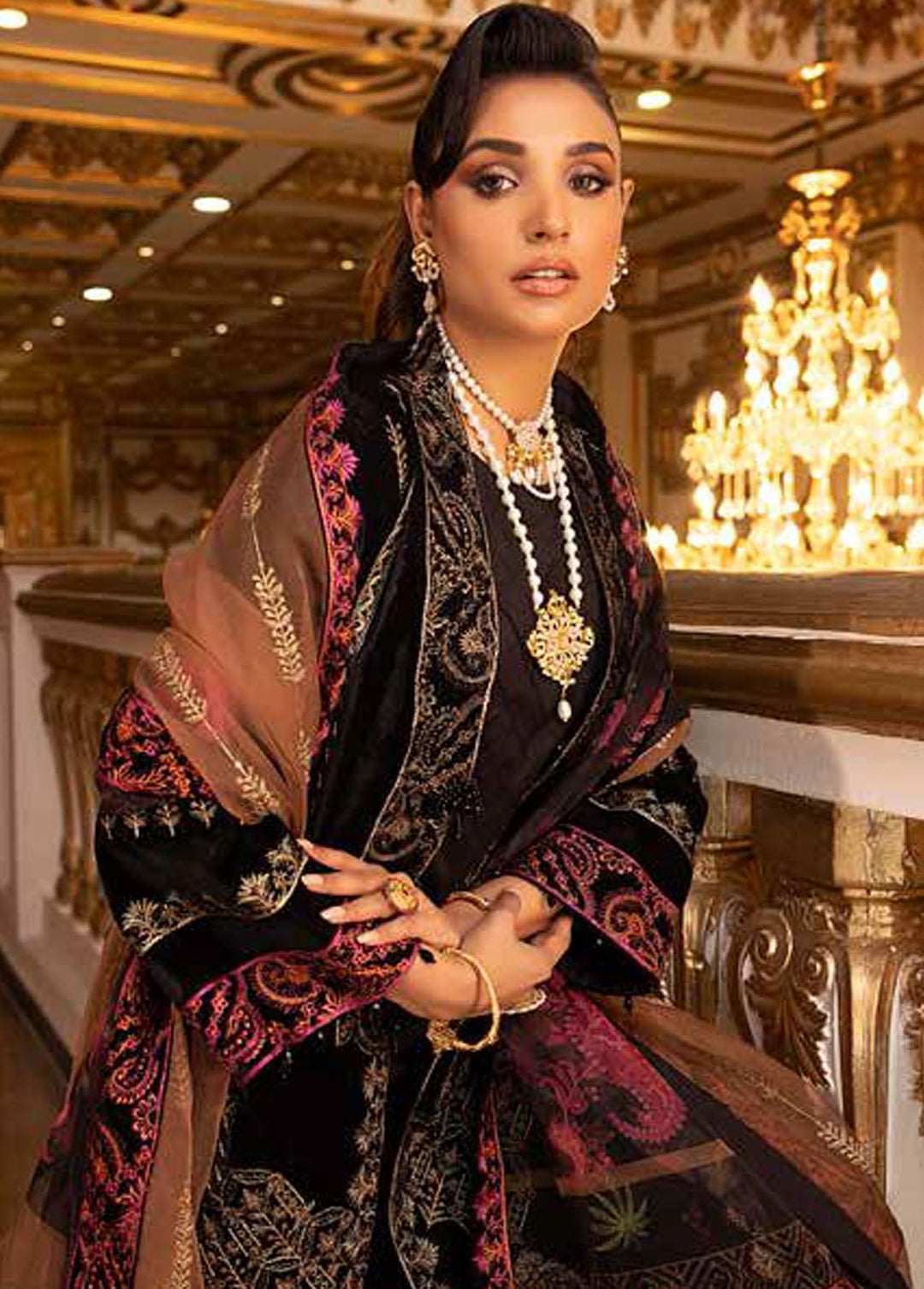 Charizma Embroidered Velvet Suits Unstitched 3 Piece CRZ22-V2 CV-11 - Luxury Collection
