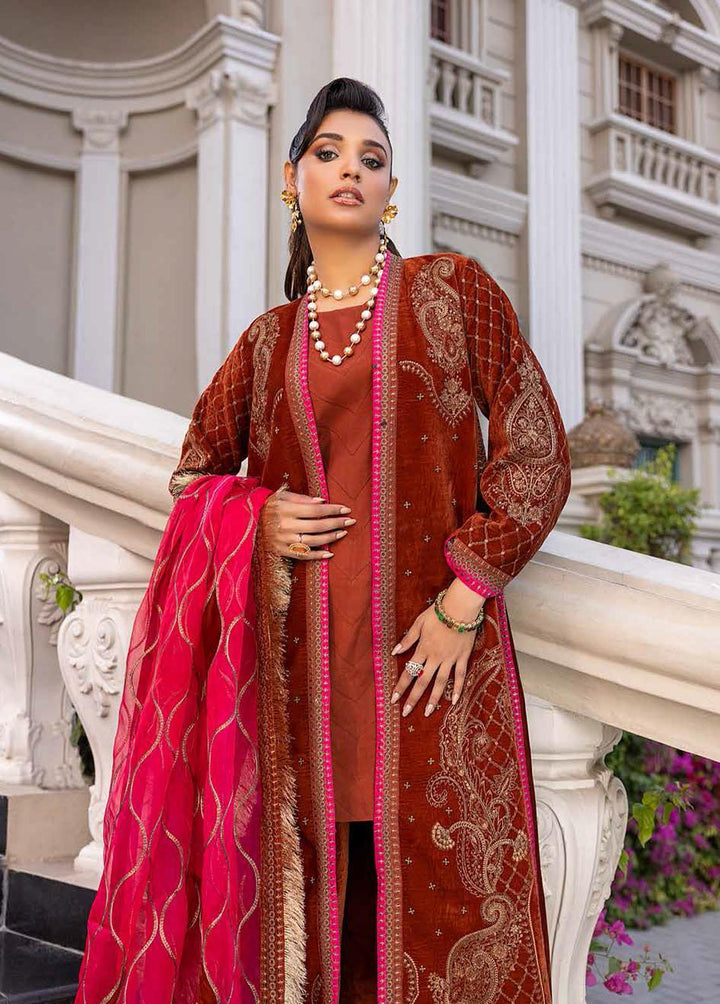 Charizma Embroidered Velvet Suits Unstitched 3 Piece CRZ22-V2 CV-12 - Luxury Collection