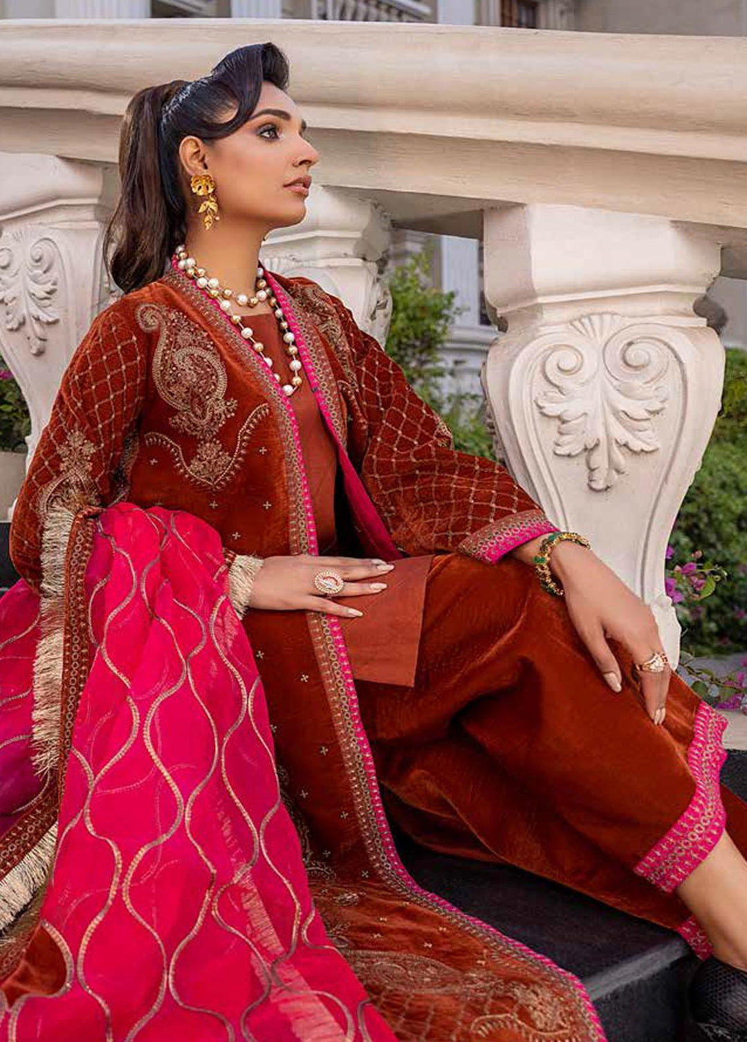 Charizma Embroidered Velvet Suits Unstitched 3 Piece CRZ22-V2 CV-12 - Luxury Collection