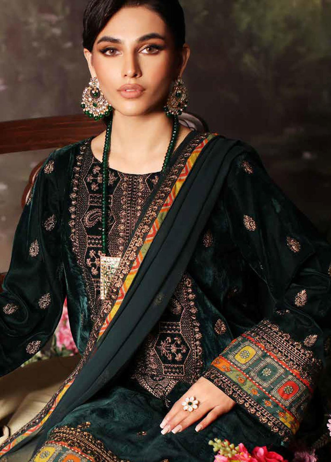 Signora By Charizma Embroidered Velvet Suits Unstitched 3 Piece CRZ23VT CVT3-02 - Premium Collection