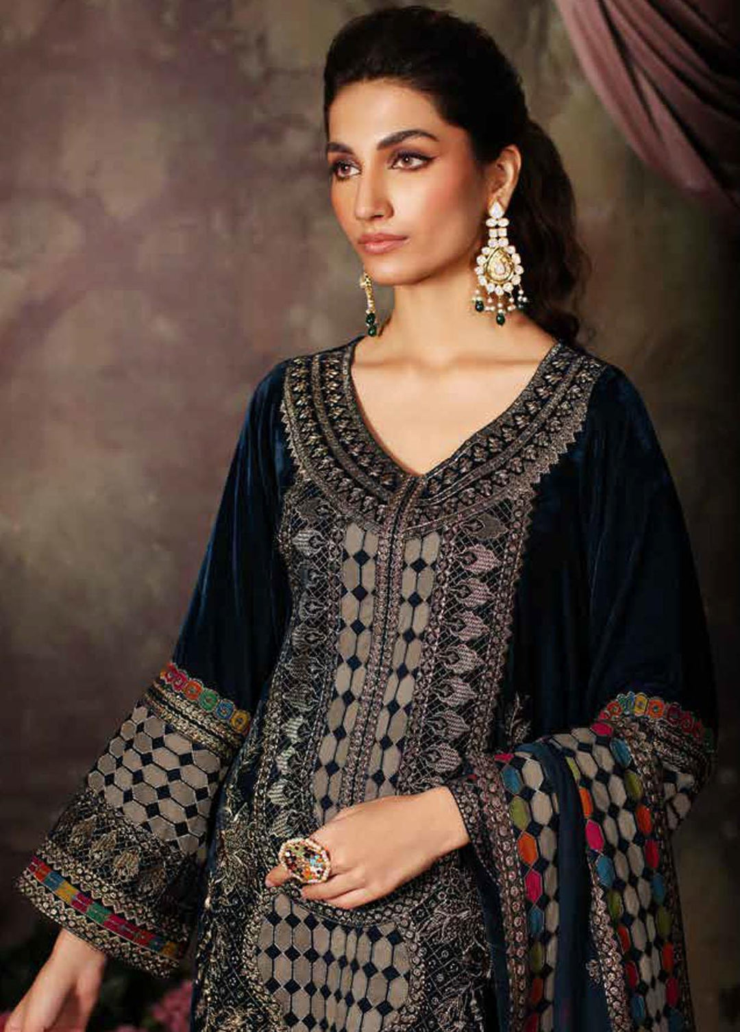 Signora By Charizma Embroidered Velvet Suits Unstitched 3 Piece CRZ23VT CVT3-05 - Premium Collection
