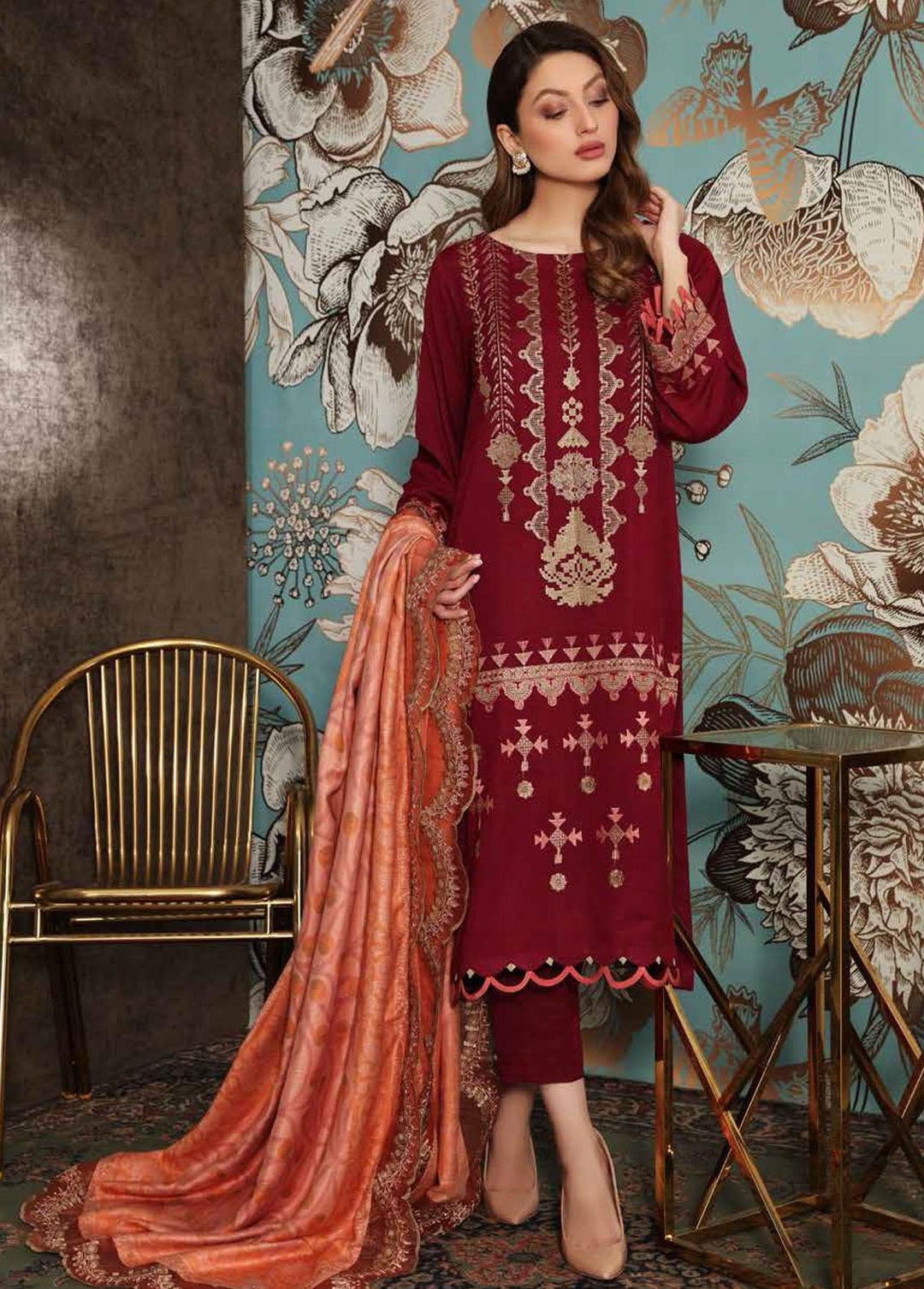 Charizma Embroidered Slub Suits Unstitched 3 Piece CRZ21SL CLS 01 - Winter Collection