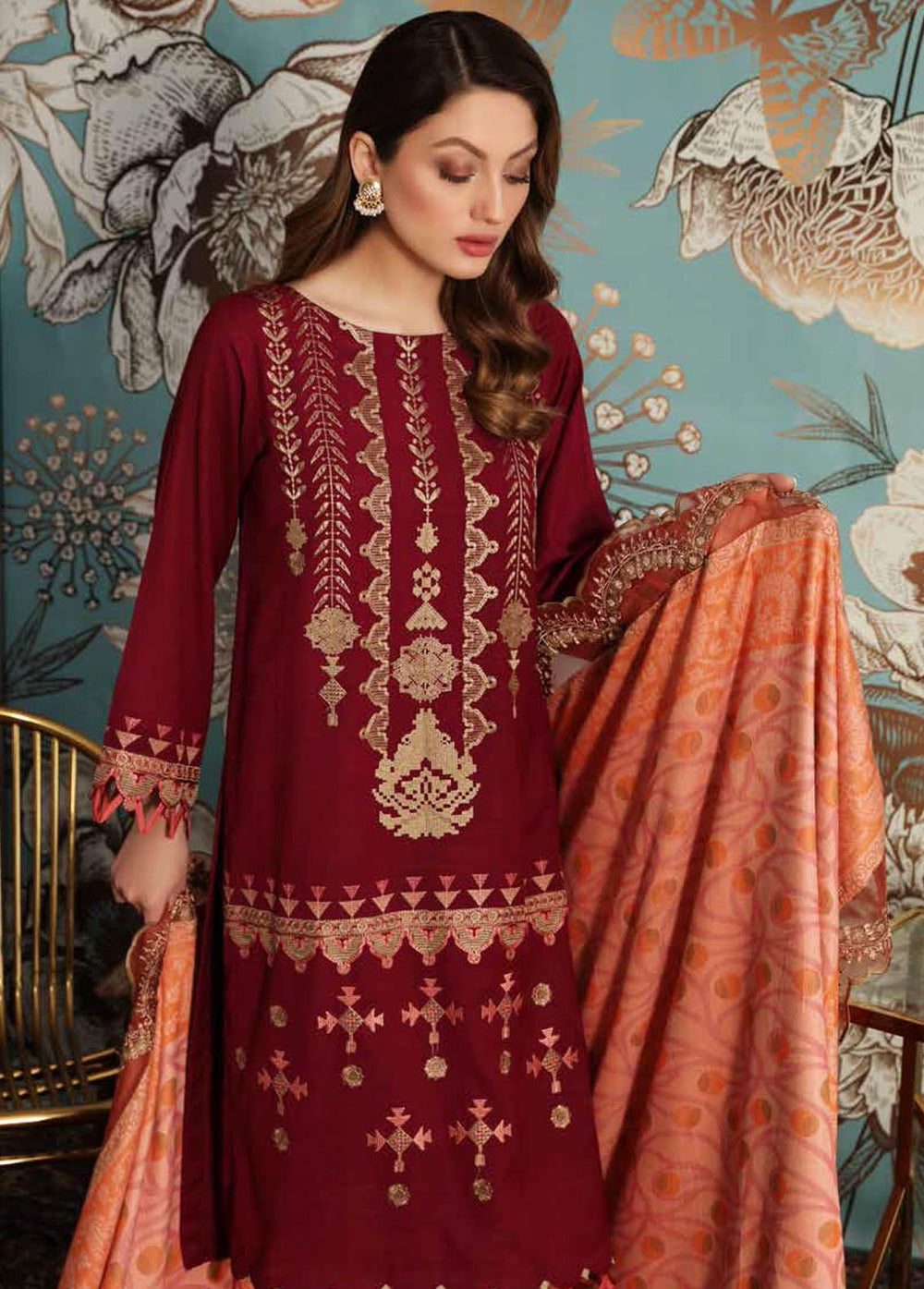 Charizma Embroidered Slub Suits Unstitched 3 Piece CRZ21SL CLS 01 - Winter Collection