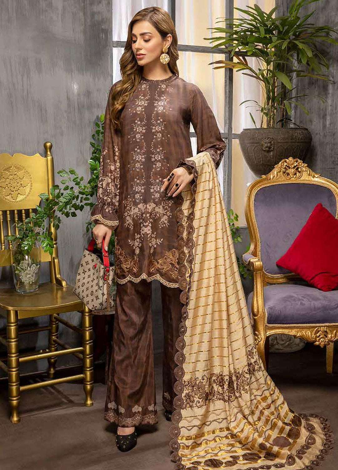 Charizma Embroidered Viscose Silk Suits Unstitched 3 Piece CRZ21VW CVS-09 Dark Arts - Winter Collection