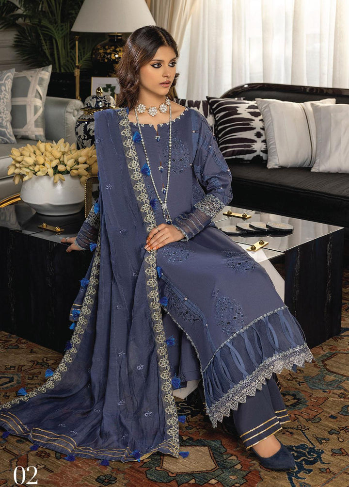 Charlotte By Humdum Embroidered Lawn Suits Unstitched 3 Piece HD23C 02 - Summer Collection