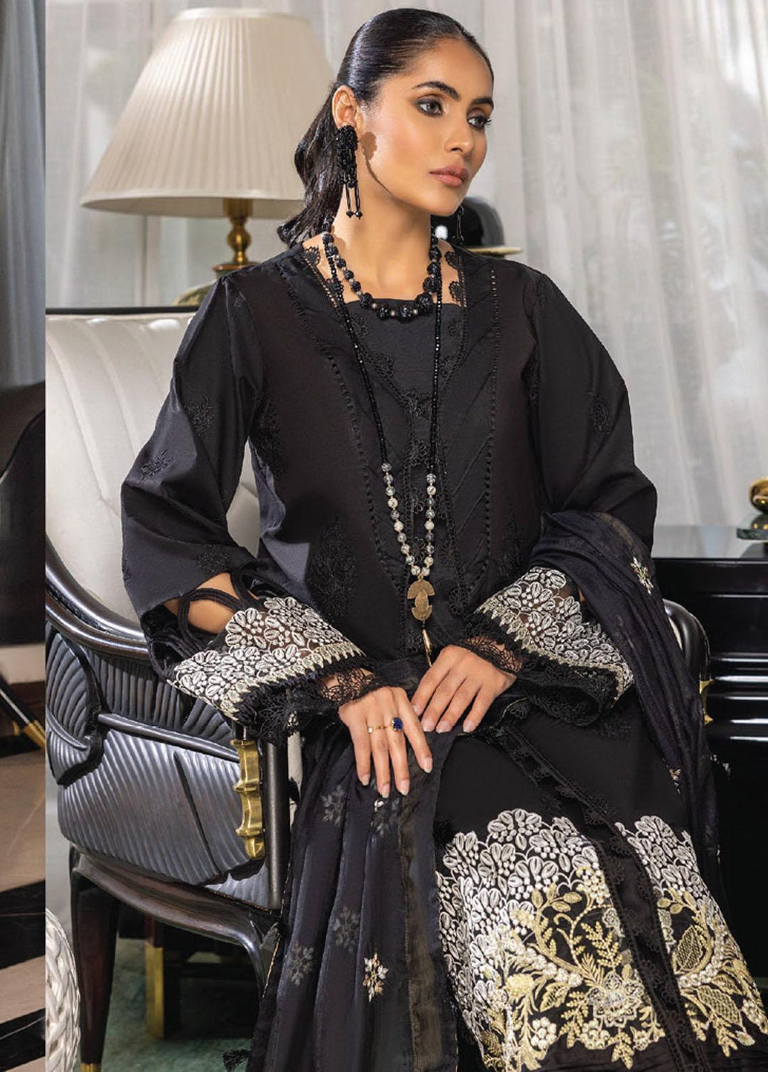 Charlotte By Humdum Embroidered Lawn Suits Unstitched 3 Piece HD23C 07 - Summer Collection