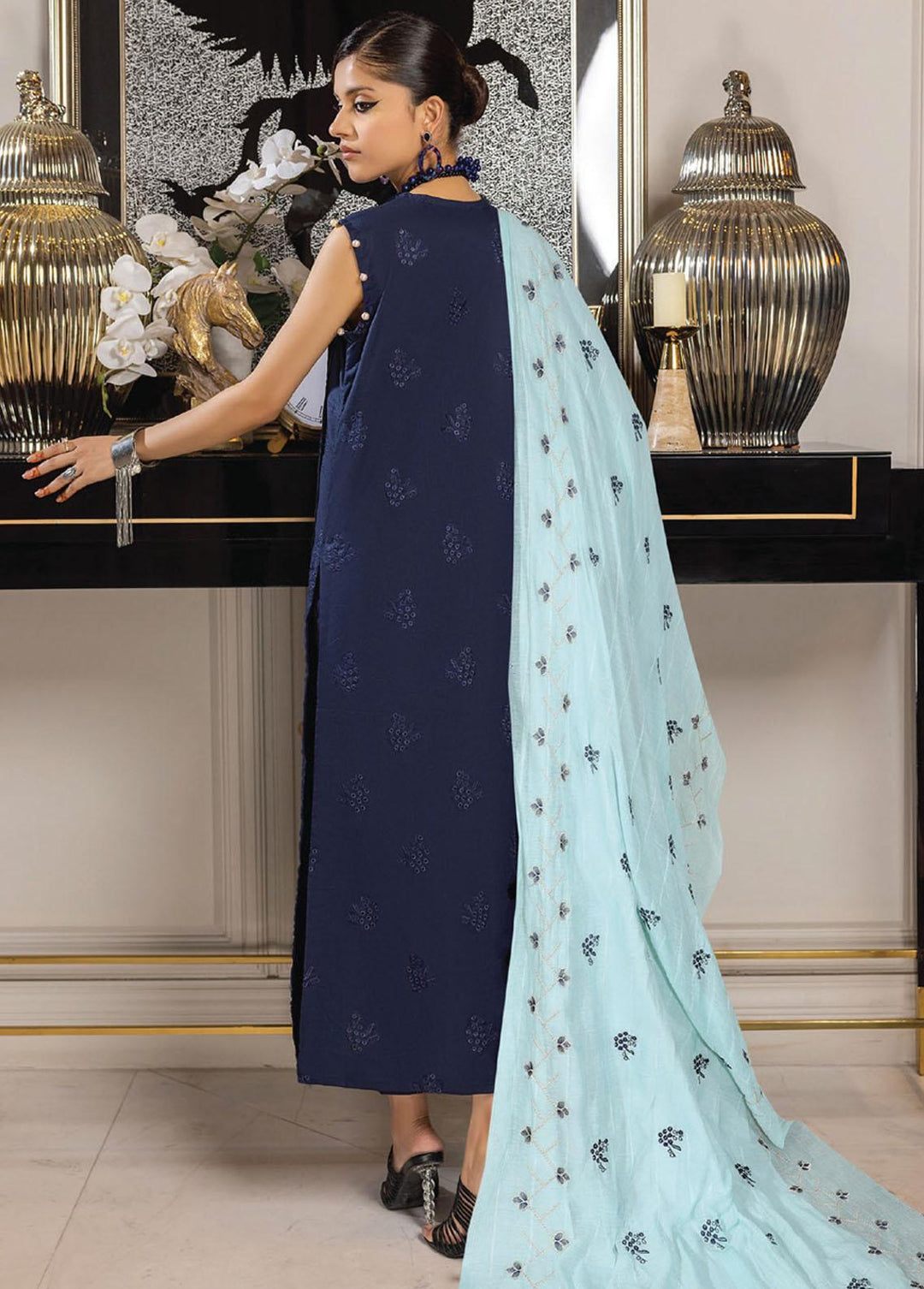 Charlotte By Humdum Embroidered Lawn Suits Unstitched 3 Piece HD23C 09 - Summer Collection