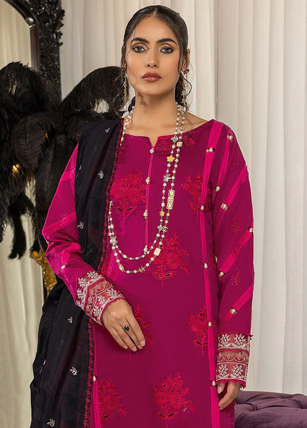 Charlotte by Humdum Chikankari Lawn Suits Unstitched 3 Piece HD24CH D-01 - Summer Collection