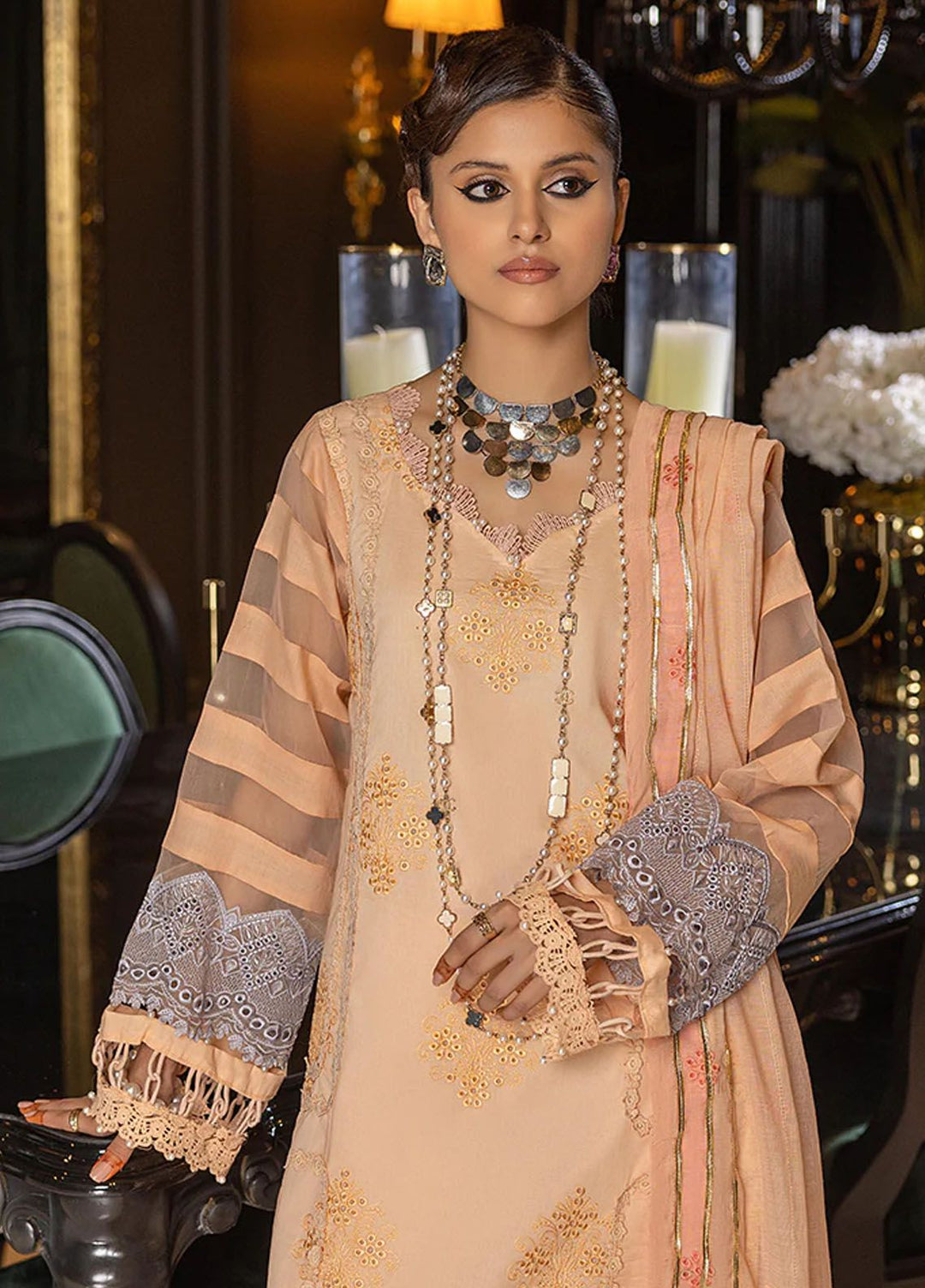 Charlotte by Humdum Chikankari Lawn Suits Unstitched 3 Piece HD24CH D-10 - Summer Collection