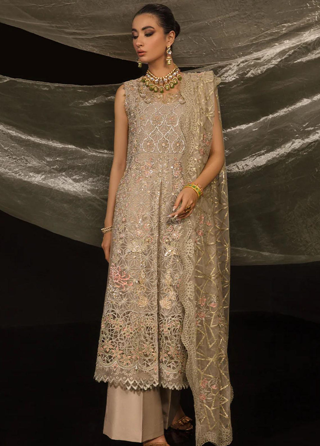 Chatoyer By Rang Rasiya Embroidered Net Suits Unstitched 4 Piece RR23CH D-04 Ana - Wedding Collection