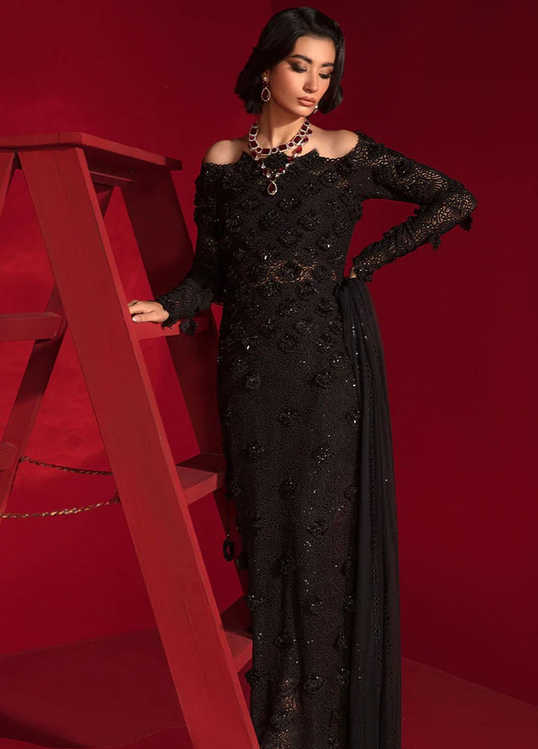 Chatoyer By Rang Rasiya Embroidered Net Suits Unstitched 4 Piece RR23CH D-10 Velentina - Wedding Collection