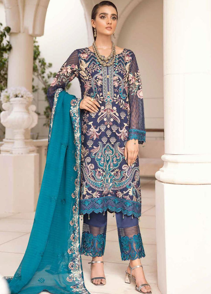 Chevron by Ramsha Embroidered Chiffon Suits Unstitched 3 Piece RSH21CH-4 A-403 - Formals Collection