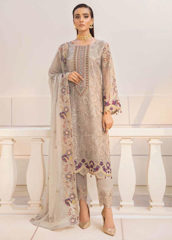 Chevron by Ramsha Embroidered Chiffon Suits Unstitched 3 Piece RSH21CH-4 A-404 - Formals Collection