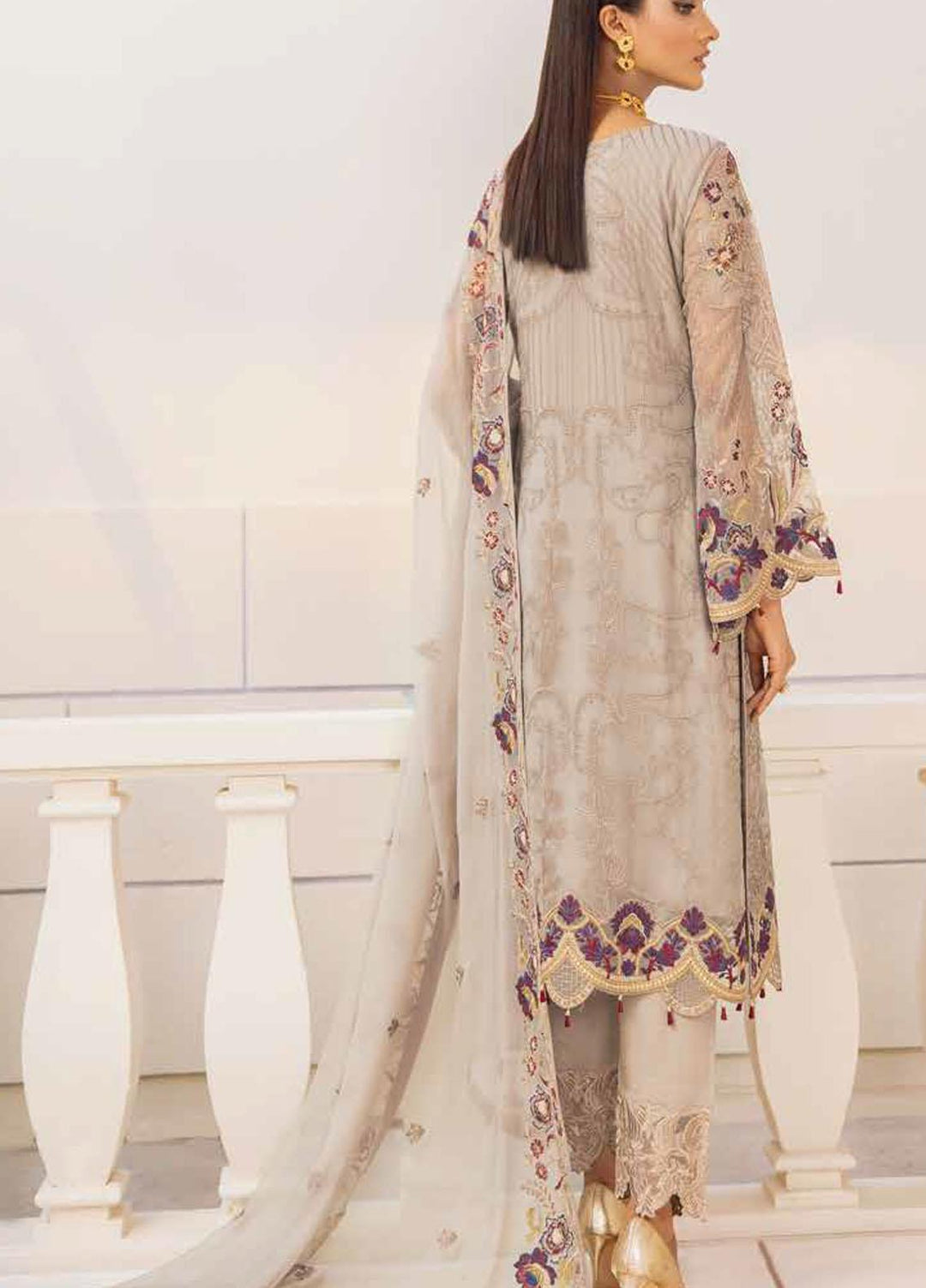 Chevron by Ramsha Embroidered Chiffon Suits Unstitched 3 Piece RSH21CH-4 A-404 - Formals Collection