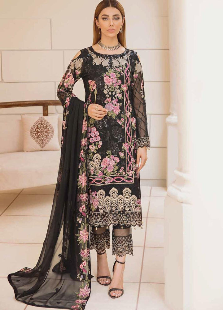 Chevron by Ramsha Embroidered Chiffon Suits Unstitched 3 Piece RSH21CH-4 A-405 - Formals Collection