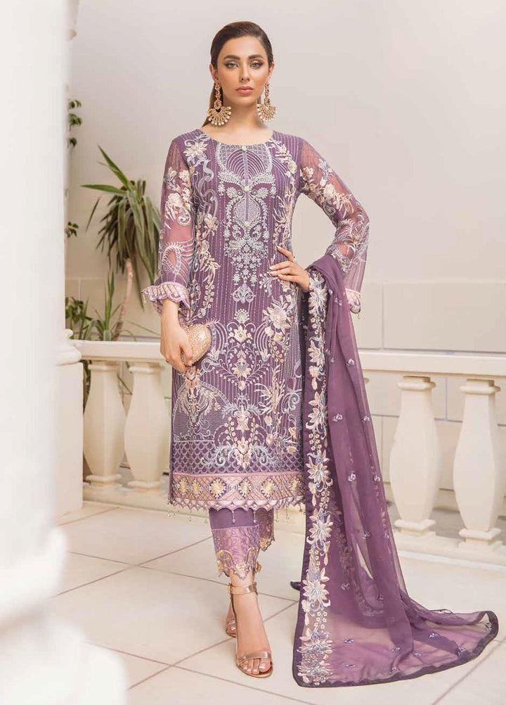Chevron by Ramsha Embroidered Chiffon Suits Unstitched 3 Piece RSH21CH-4 A-408 - Formals Collection