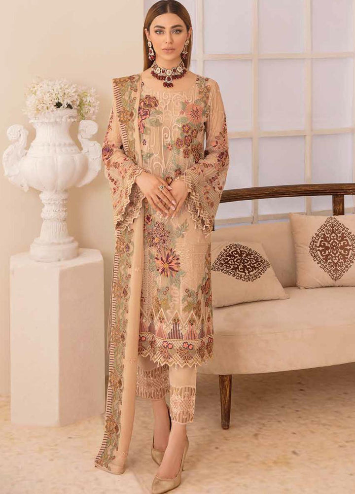 Chevron by Ramsha Embroidered Chiffon Suits Unstitched 3 Piece RSH21CH-4 A-410 - Formals Collection