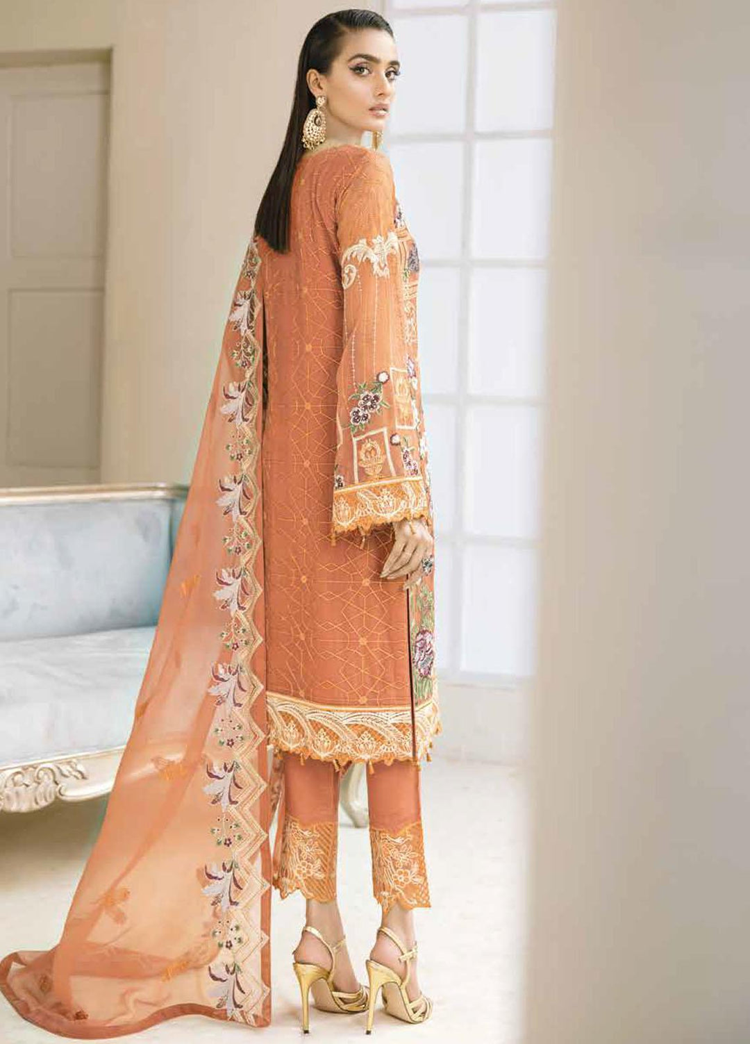 Chevron by Ramsha Embroidered Chiffon Suits Unstitched 3 Piece RSH21CH-4 A-412 - Formals Collection