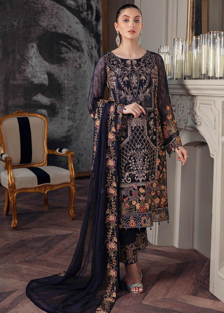 Chevron by Ramsha Embroidered Chiffon Suits Unstitched 3 Piece RSH22-CH5 A-506 - Luxury Collection