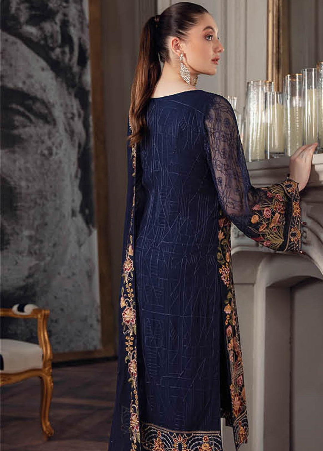 Chevron by Ramsha Embroidered Chiffon Suits Unstitched 3 Piece RSH22-CH5 A-506 - Luxury Collection