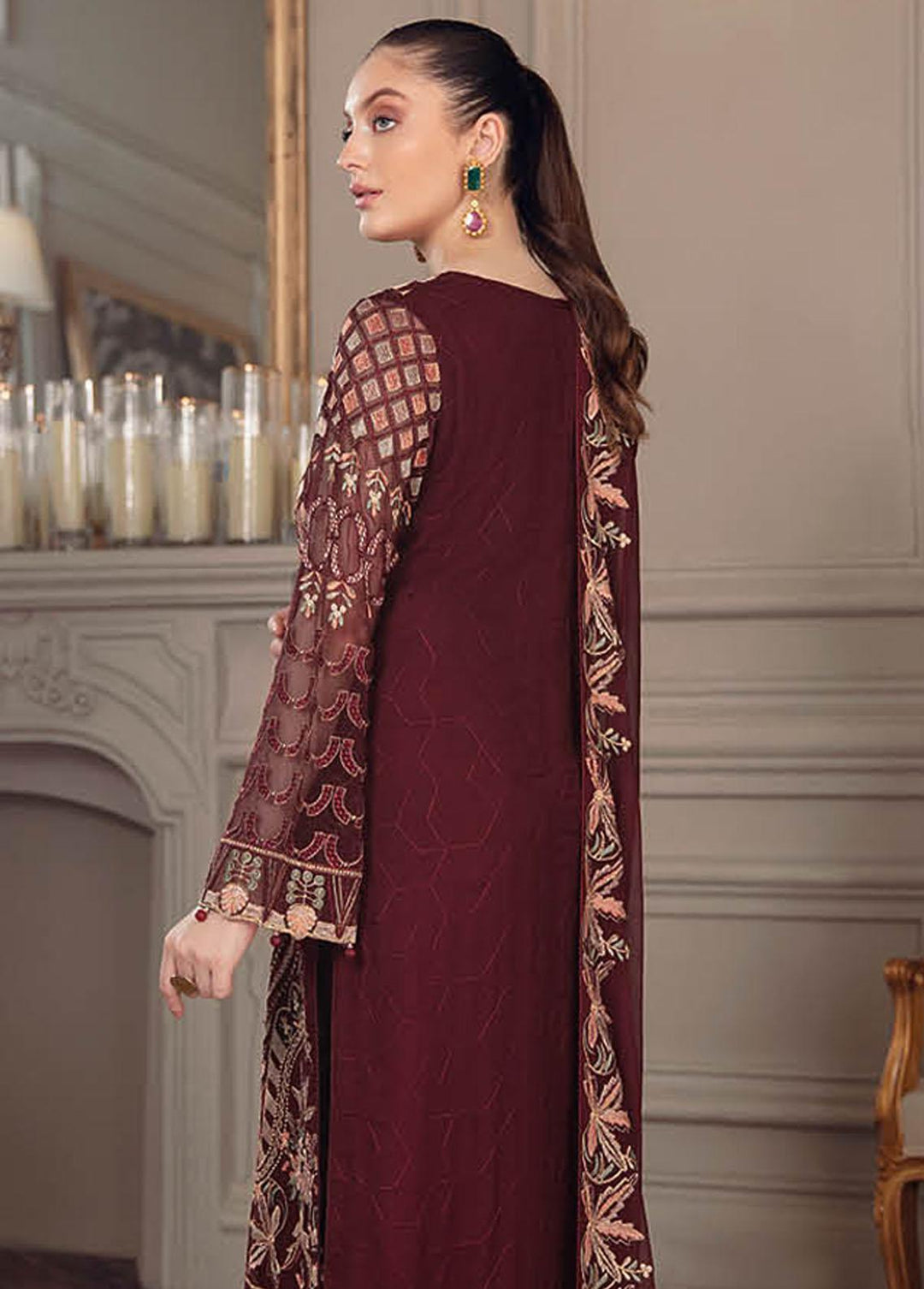 Chevron by Ramsha Embroidered Chiffon Suits Unstitched 3 Piece RSH22-CH5 A-507 - Luxury Collection