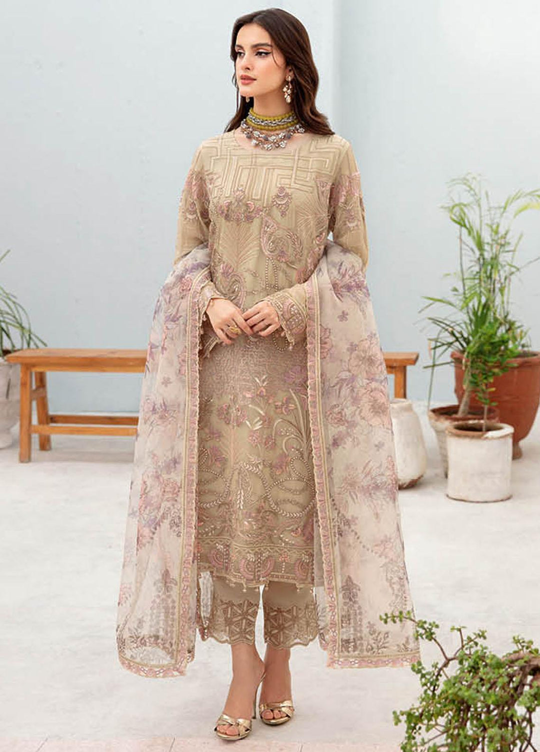 Chevron by Ramsha Embroidered Chiffon Suits Unstitched 3 Piece RSH23-CH7 A-701 - Festive Collection