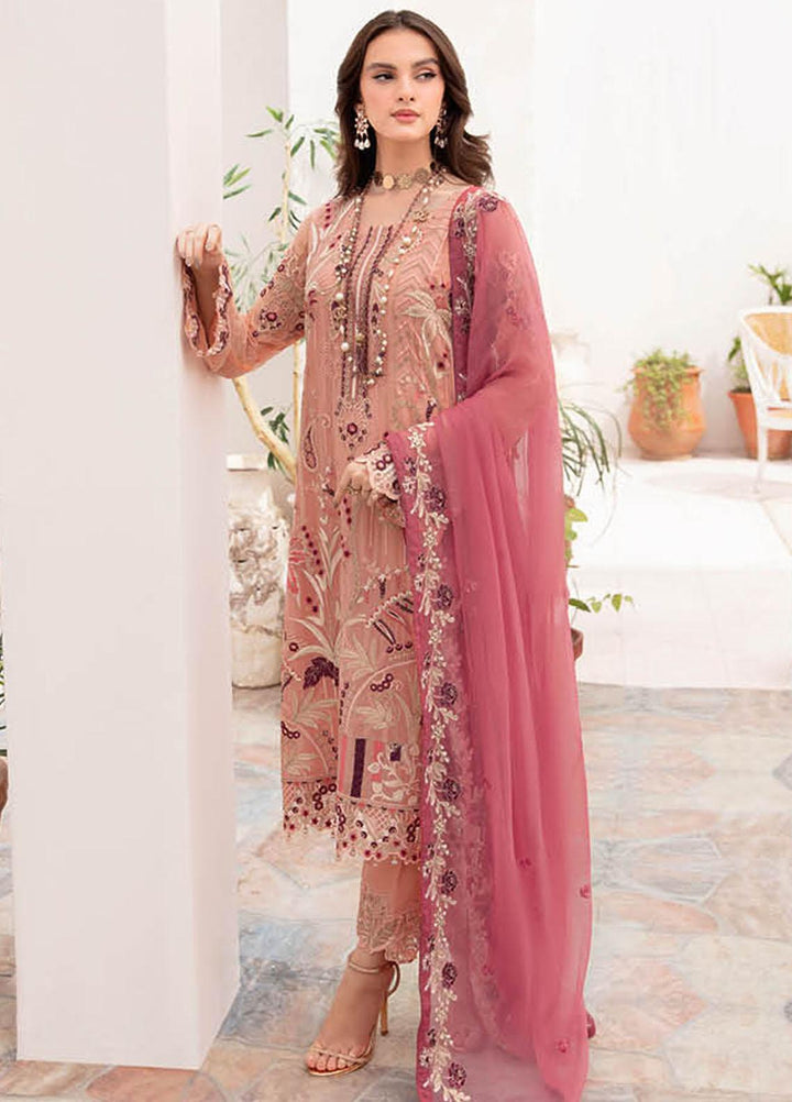 Chevron by Ramsha Embroidered Chiffon Suits Unstitched 3 Piece RSH23-CH7 A-702 - Festive Collection