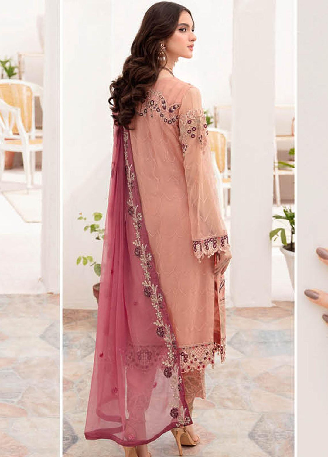 Chevron by Ramsha Embroidered Chiffon Suits Unstitched 3 Piece RSH23-CH7 A-702 - Festive Collection