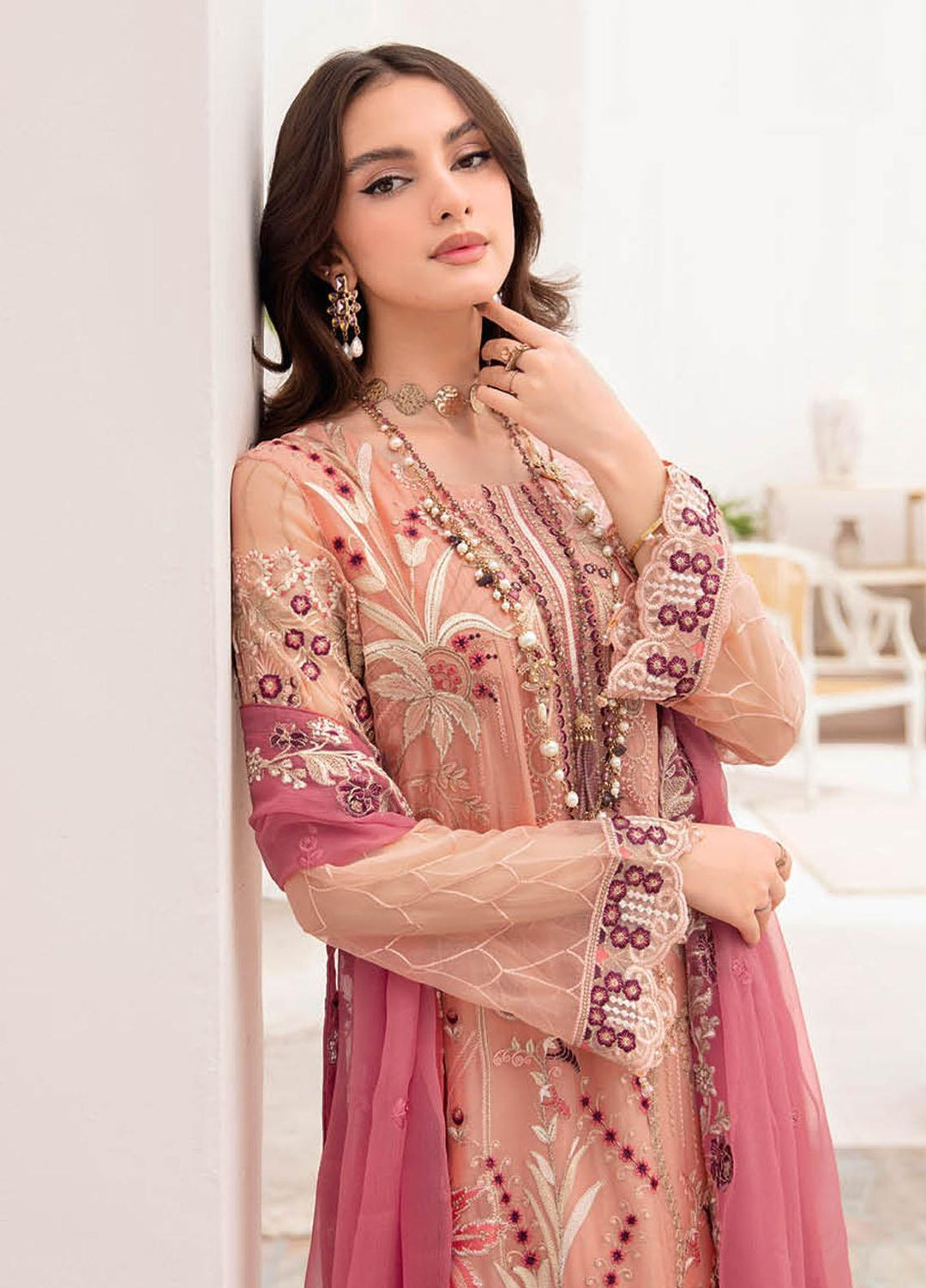 Chevron by Ramsha Embroidered Chiffon Suits Unstitched 3 Piece RSH23-CH7 A-702 - Festive Collection
