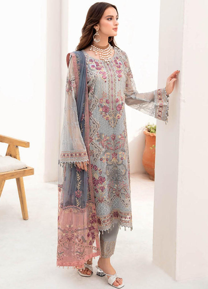 Chevron by Ramsha Embroidered Chiffon Suits Unstitched 3 Piece RSH23-CH7 A-703 - Festive Collection