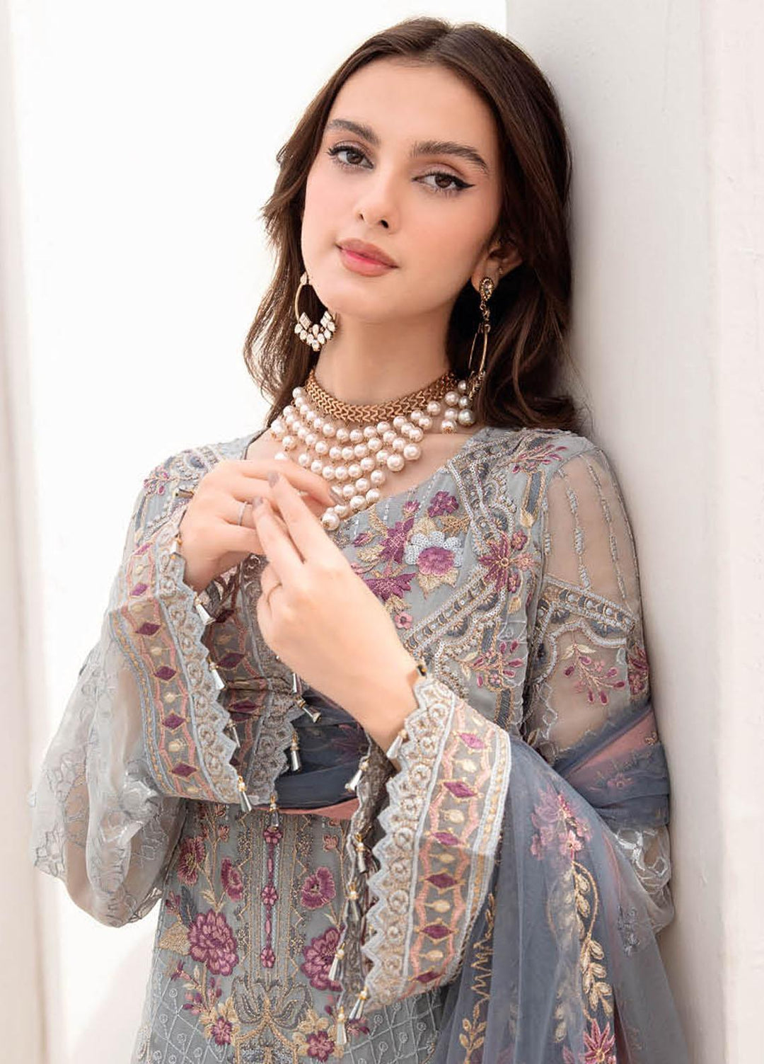 Chevron by Ramsha Embroidered Chiffon Suits Unstitched 3 Piece RSH23-CH7 A-703 - Festive Collection