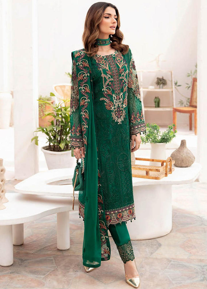 Chevron by Ramsha Embroidered Chiffon Suits Unstitched 3 Piece RSH23-CH7 A-704 - Festive Collection