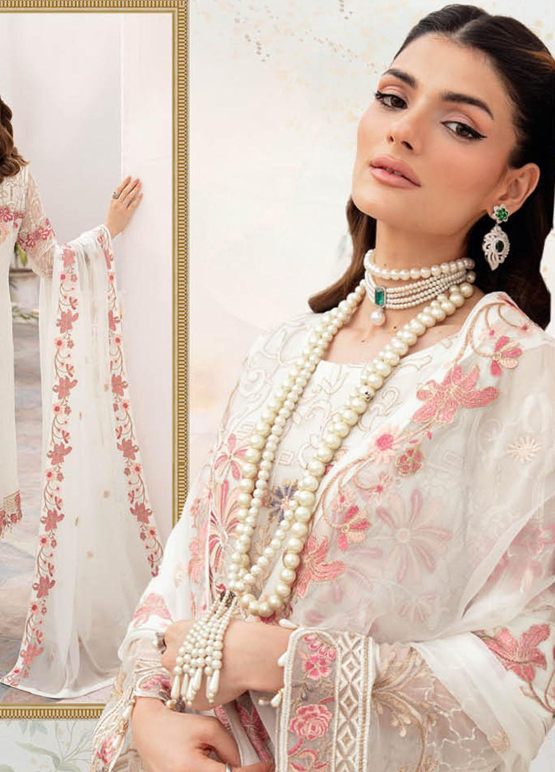 Chevron by Ramsha Embroidered Chiffon Suits Unstitched 3 Piece RSH23-CH7 A-705 - Festive Collection