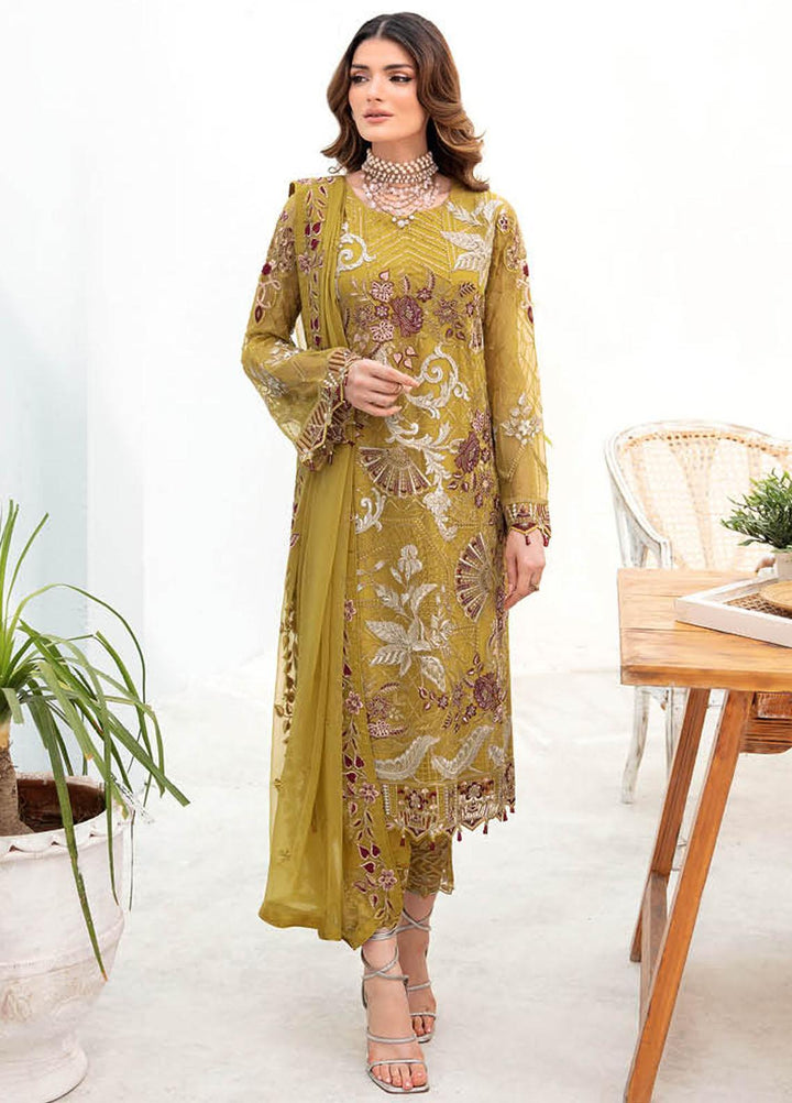 Chevron by Ramsha Embroidered Chiffon Suits Unstitched 3 Piece RSH23-CH7 A-706 - Festive Collection