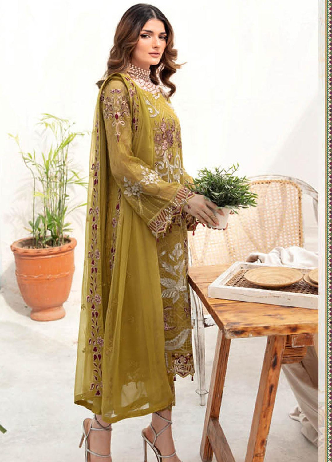 Chevron by Ramsha Embroidered Chiffon Suits Unstitched 3 Piece RSH23-CH7 A-706 - Festive Collection