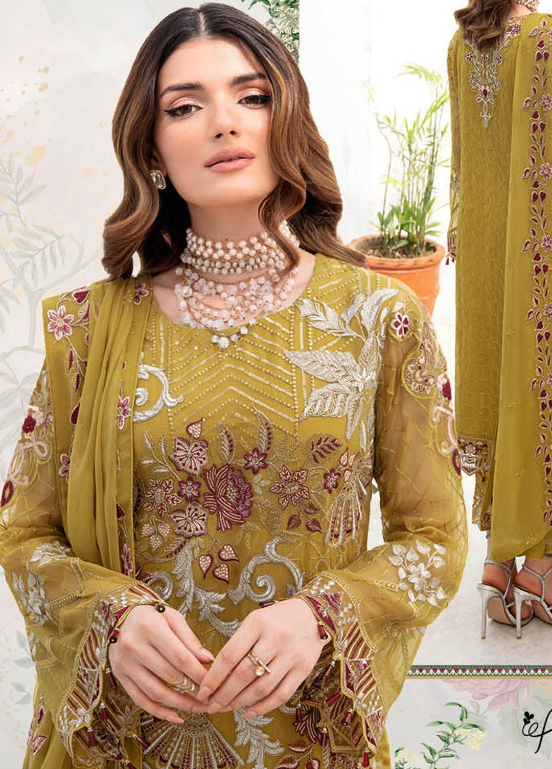 Chevron by Ramsha Embroidered Chiffon Suits Unstitched 3 Piece RSH23-CH7 A-706 - Festive Collection