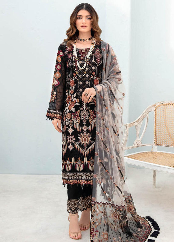 Chevron by Ramsha Embroidered Chiffon Suits Unstitched 3 Piece RSH23-CH7 A-707 - Festive Collection