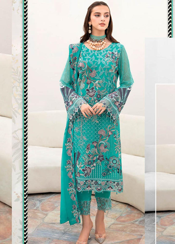 Chevron by Ramsha Embroidered Chiffon Suits Unstitched 3 Piece RSH23-CH7 A-708 - Festive Collection