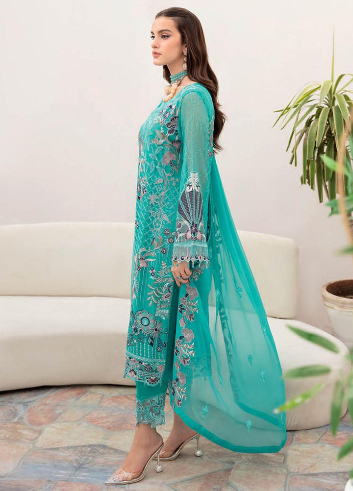 Chevron by Ramsha Embroidered Chiffon Suits Unstitched 3 Piece RSH23-CH7 A-708 - Festive Collection