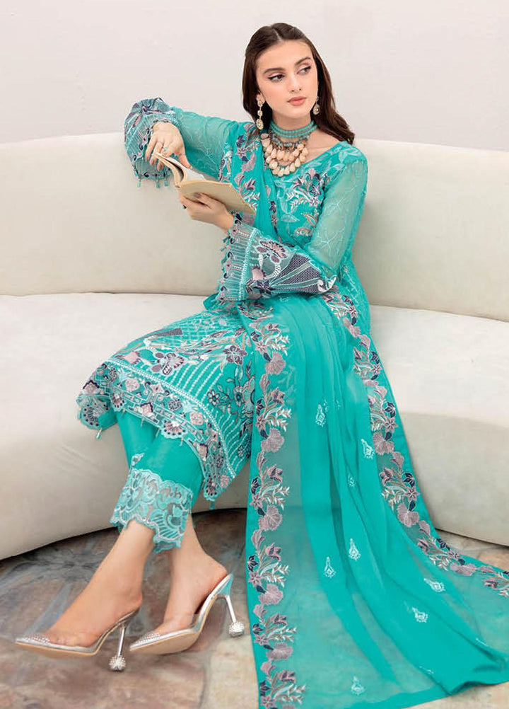 Chevron by Ramsha Embroidered Chiffon Suits Unstitched 3 Piece RSH23-CH7 A-708 - Festive Collection