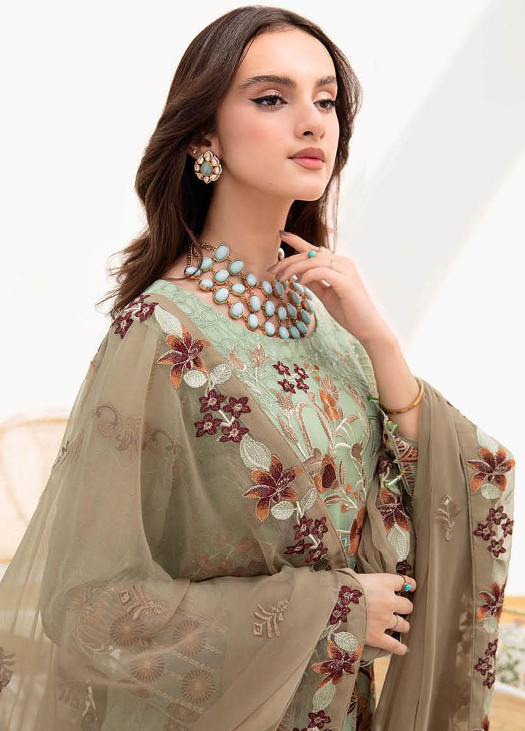 Chevron by Ramsha Embroidered Chiffon Suits Unstitched 3 Piece RSH23-CH7 A-710 - Festive Collection