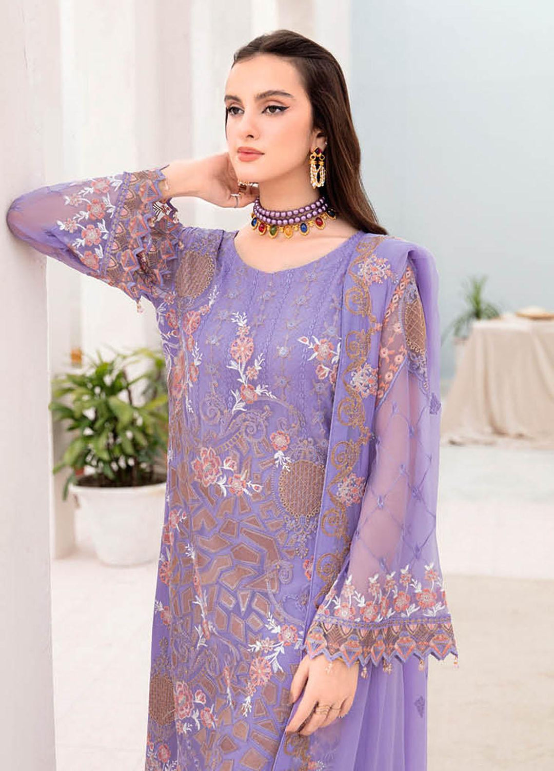 Chevron by Ramsha Embroidered Chiffon Suits Unstitched 3 Piece RSH23-CH7 A-711 - Festive Collection