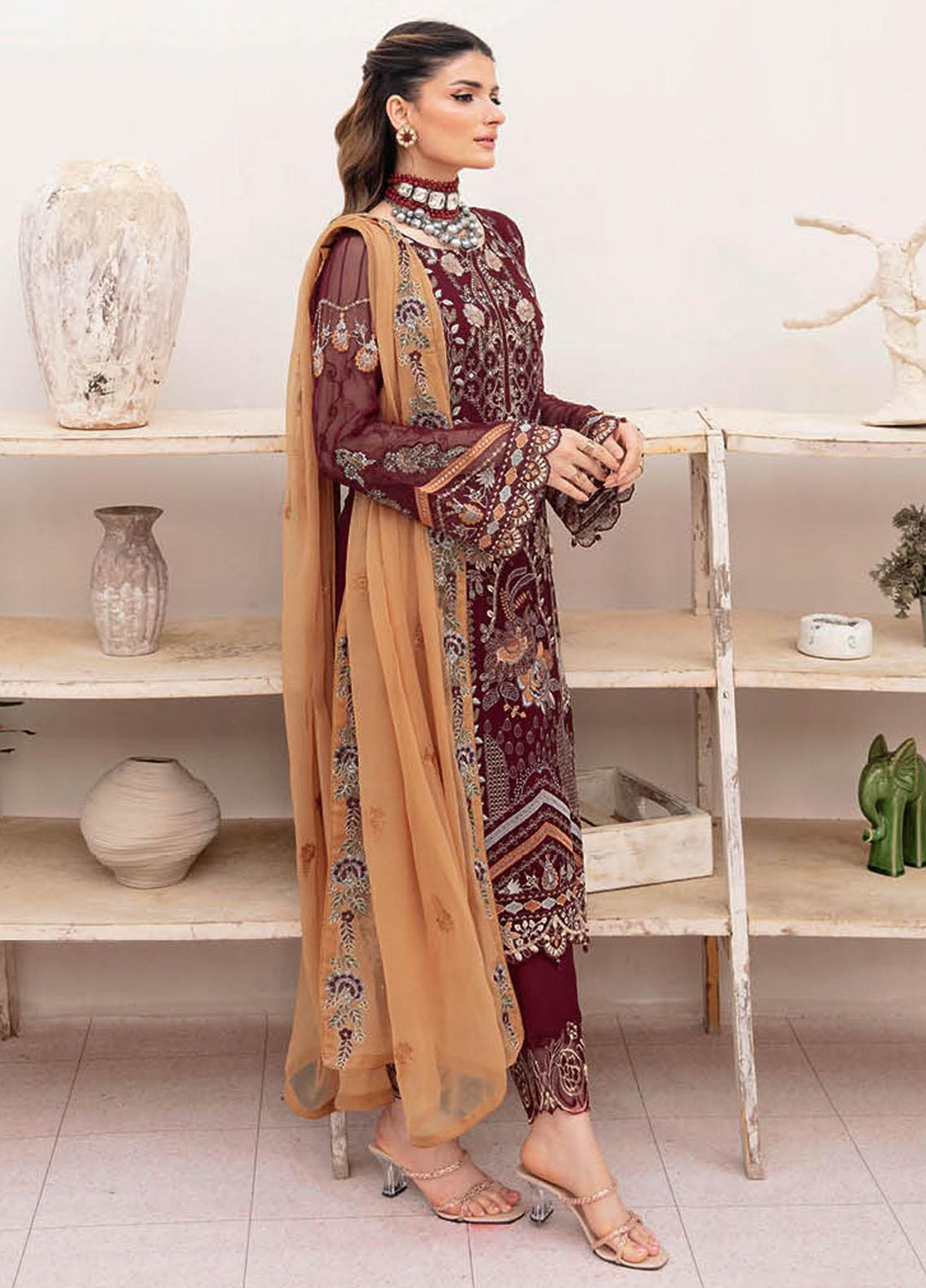 Chevron by Ramsha Embroidered Chiffon Suits Unstitched 3 Piece RSH23-CH7 A-712 - Festive Collection