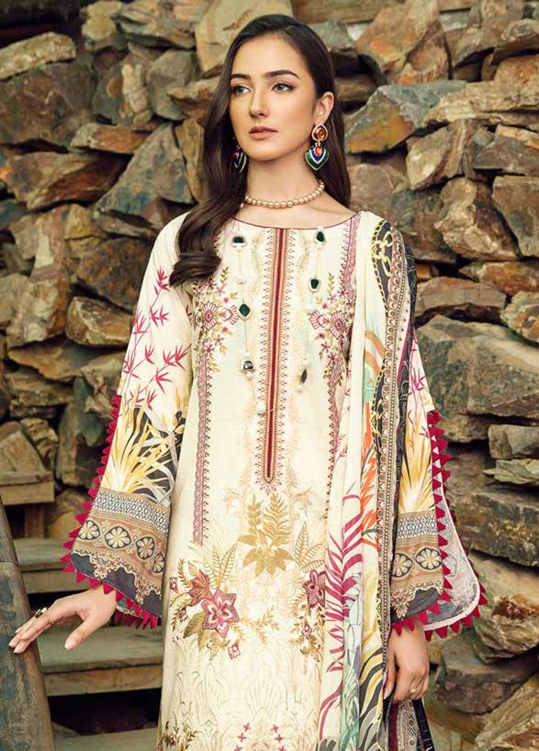 Chevron by Ramsha Embroidered Lawn Suits Unstitched 3 Piece RSH21-CH5 504 - Luxury Collection