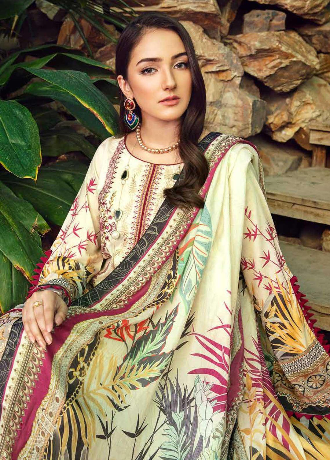 Chevron by Ramsha Embroidered Lawn Suits Unstitched 3 Piece RSH21-CH5 504 - Luxury Collection