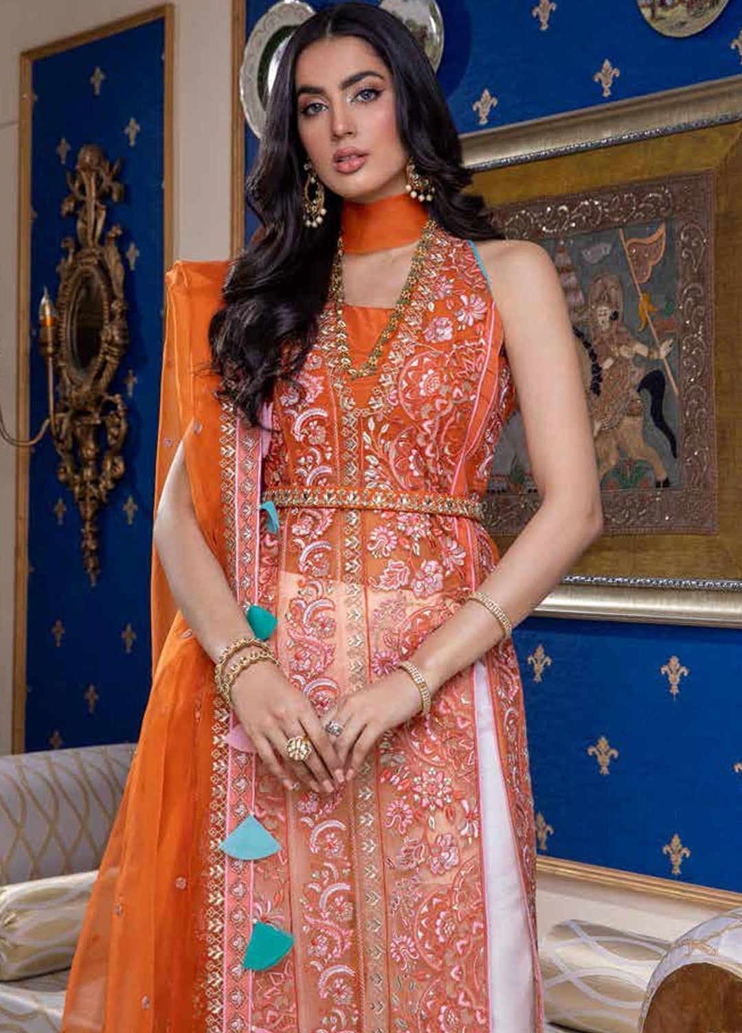 Chimmer by Charizma Embroidered Chiffon Suits Unstitched 3 Piece CRZ22C Chm:05 - Luxury Collection