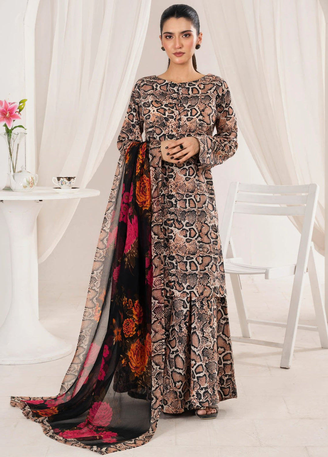 Chirpy Cherry by Feathers Pret Printed Lawn 3 Piece Suit Palesto